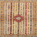 Square Abstract Chestnut Red Modern Rug, abs696