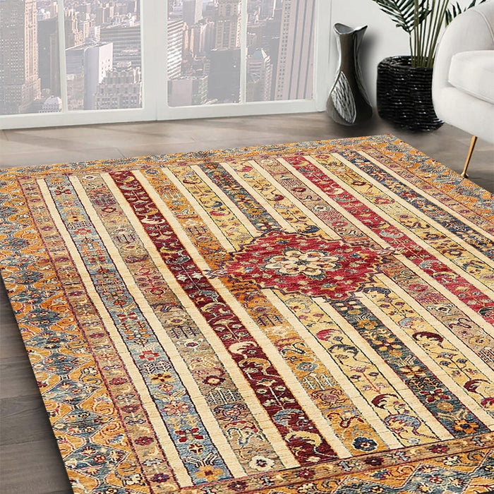 Abstract Chestnut Red Modern Rug in Family Room, abs696