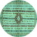 Round Abstract Turquoise Modern Rug, abs696turq