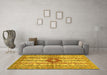 Machine Washable Abstract Yellow Modern Rug in a Living Room, wshabs696yw