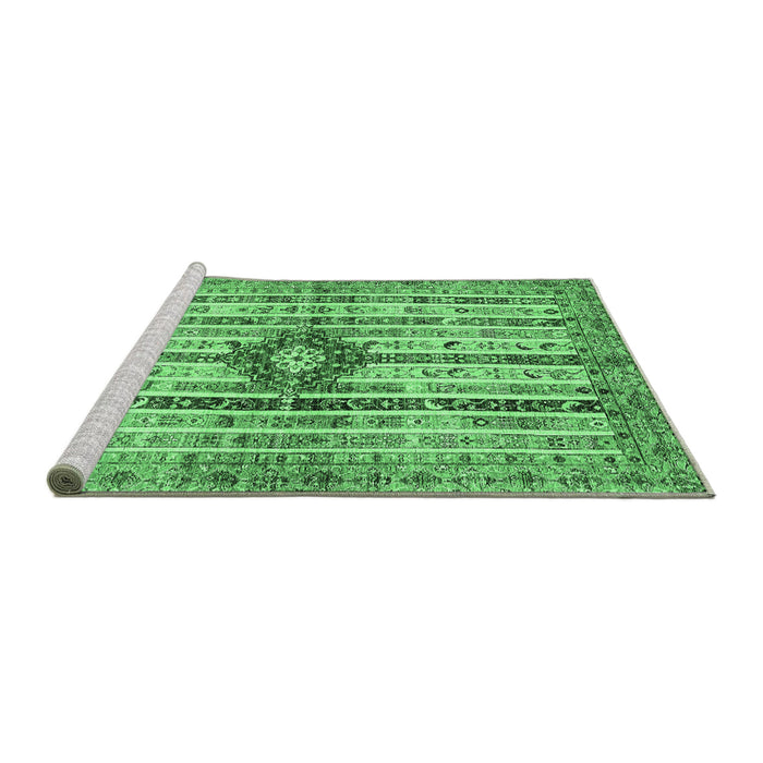 Sideview of Machine Washable Abstract Emerald Green Modern Area Rugs, wshabs696emgrn