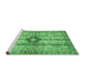 Sideview of Machine Washable Abstract Emerald Green Modern Area Rugs, wshabs696emgrn