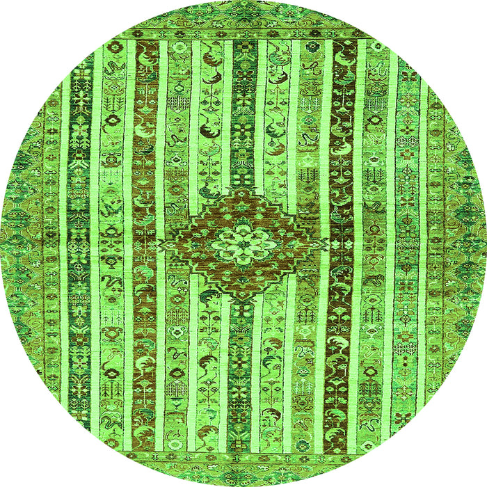 Round Abstract Green Modern Rug, abs696grn