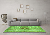 Machine Washable Abstract Green Modern Rug, wshabs696grn