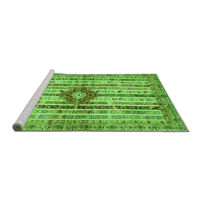 Sideview of Machine Washable Abstract Green Modern Area Rugs, wshabs696grn