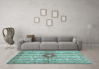 Machine Washable Abstract Light Blue Modern Rug, wshabs696lblu