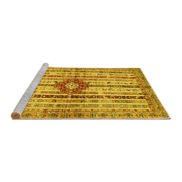 Sideview of Machine Washable Abstract Yellow Modern Rug, wshabs696yw