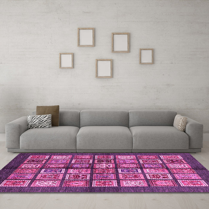 Machine Washable Abstract Pink Modern Rug in a Living Room, wshabs697pnk