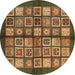 Round Machine Washable Abstract Brown Modern Rug, wshabs697brn