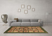 Machine Washable Abstract Brown Modern Rug in a Living Room,, wshabs697brn