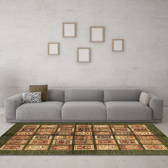 Machine Washable Abstract Brown Modern Rug in a Living Room,, wshabs697brn