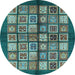 Round Machine Washable Abstract Light Blue Modern Rug, wshabs697lblu