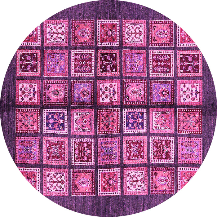 Round Machine Washable Abstract Pink Modern Rug, wshabs697pnk