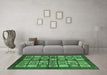 Machine Washable Abstract Emerald Green Modern Area Rugs in a Living Room,, wshabs697emgrn