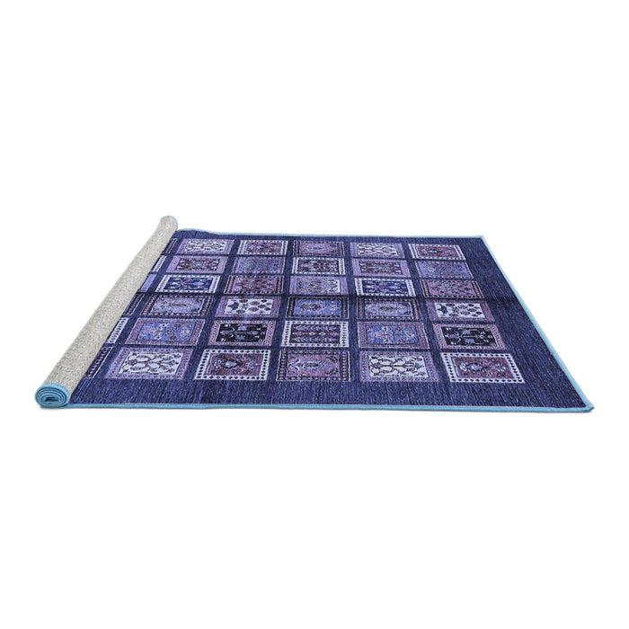 Sideview of Machine Washable Abstract Blue Modern Rug, wshabs697blu