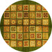 Round Machine Washable Abstract Yellow Modern Rug, wshabs697yw