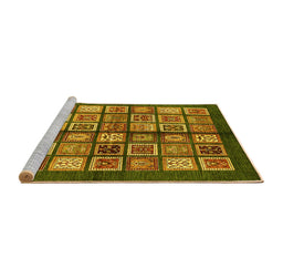 Sideview of Machine Washable Abstract Yellow Modern Rug, wshabs697yw