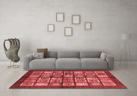 Machine Washable Abstract Red Modern Rug, wshabs697red