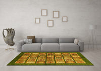 Machine Washable Abstract Yellow Modern Rug, wshabs697yw