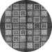 Round Machine Washable Abstract Gray Modern Rug, wshabs697gry