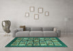 Machine Washable Abstract Turquoise Modern Area Rugs in a Living Room,, wshabs697turq