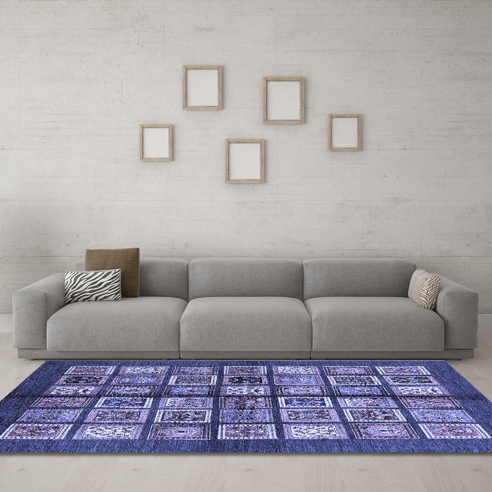 Machine Washable Abstract Blue Modern Rug in a Living Room, wshabs697blu