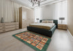 Abstract Bakers Brown Modern Rug in a Bedroom, abs697