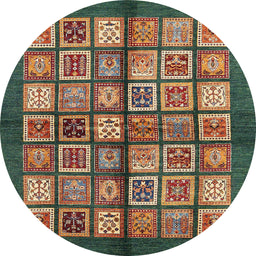 Round Machine Washable Abstract Bakers Brown Rug, wshabs697