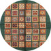 Round Machine Washable Abstract Bakers Brown Rug, wshabs697