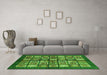 Machine Washable Abstract Green Modern Area Rugs in a Living Room,, wshabs697grn