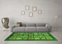 Machine Washable Abstract Green Modern Rug, wshabs697grn