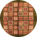 Round Machine Washable Abstract Orange Modern Area Rugs, wshabs697org