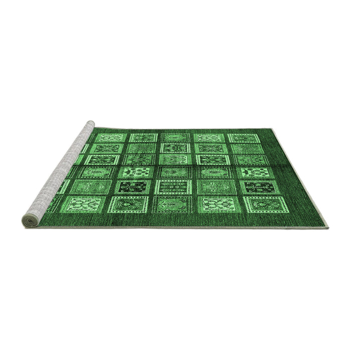 Sideview of Machine Washable Abstract Emerald Green Modern Area Rugs, wshabs697emgrn