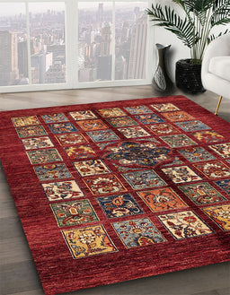 Abstract Rust Pink Modern Rug in Family Room, abs698