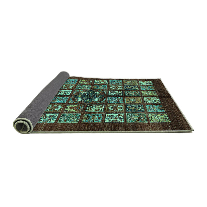 Sideview of Abstract Turquoise Modern Rug, abs698turq