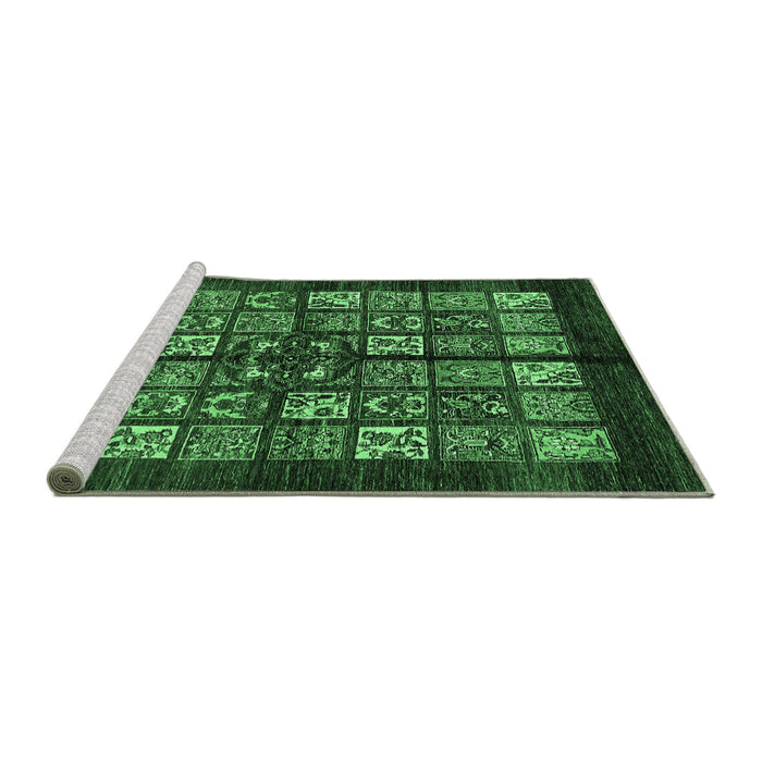 Sideview of Machine Washable Abstract Emerald Green Modern Area Rugs, wshabs698emgrn