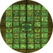 Round Abstract Green Modern Rug, abs698grn