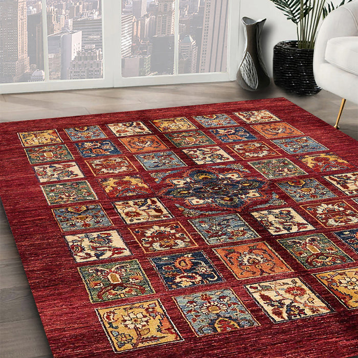 Abstract Rust Pink Modern Rug in Family Room, abs698