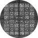 Round Machine Washable Abstract Gray Modern Rug, wshabs698gry