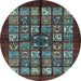 Round Abstract Light Blue Modern Rug, abs698lblu