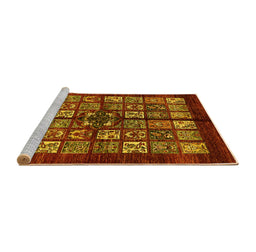 Sideview of Machine Washable Abstract Yellow Modern Rug, wshabs698yw