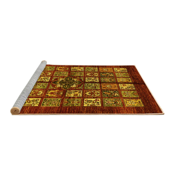 Sideview of Machine Washable Abstract Yellow Modern Rug, wshabs698yw