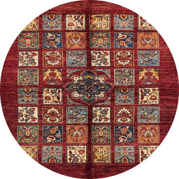 Round Machine Washable Abstract Rust Pink Rug, wshabs698