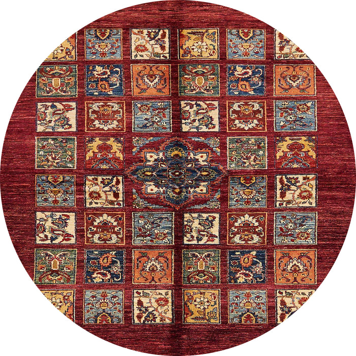 Round Machine Washable Abstract Rust Pink Rug, wshabs698