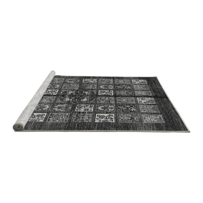Sideview of Machine Washable Abstract Gray Modern Rug, wshabs698gry