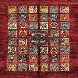 Square Machine Washable Abstract Rust Pink Rug, wshabs698