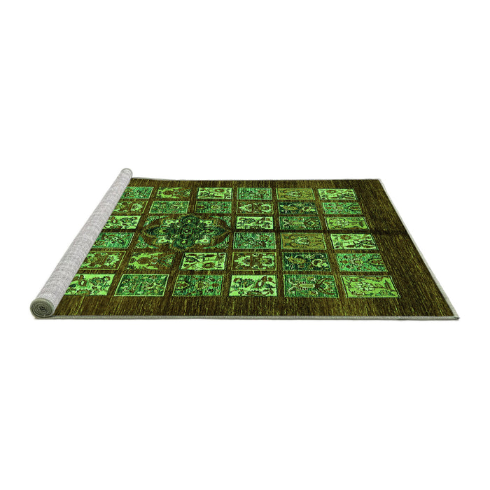 Sideview of Machine Washable Abstract Green Modern Area Rugs, wshabs698grn