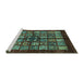 Sideview of Machine Washable Abstract Turquoise Modern Area Rugs, wshabs698turq