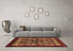 Machine Washable Abstract Brown Modern Rug in a Living Room,, wshabs698brn