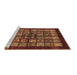 Sideview of Machine Washable Abstract Brown Modern Rug, wshabs698brn